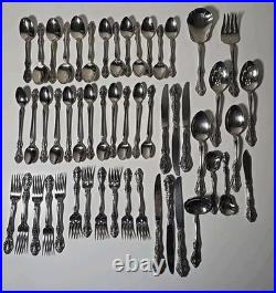 Oneida BRAHMS Stainless Flatware Pierced Floral Incomplete Set of 52 Pieces