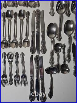 Oneida BRAHMS Stainless Flatware Pierced Floral Incomplete Set of 52 Pieces