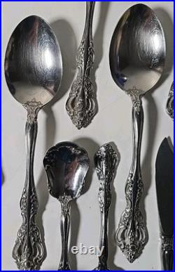 Oneida BRAHMS Stainless Flatware Pierced Floral Incomplete Set of 52 Pieces