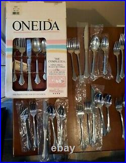Oneida Bancroft 18/8 Stainless Flatware 5 place settings, plus extras