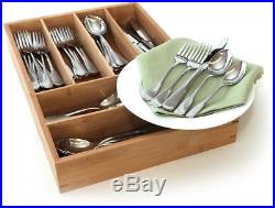 Oneida Colonial Boston 65-piece Silverware Set With Bamboo Storage Caddy For