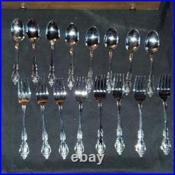 Oneida Community 81pc Stainless Flatware Set, Service for 8, Floral Wood Case