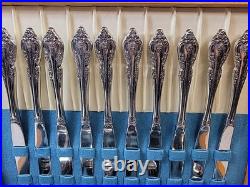 Oneida Community BRAHMS 87 Pieces SS Flatware & Serving Set withWood Case READ