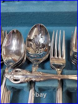 Oneida Community BRAHMS 87 Pieces SS Flatware & Serving Set withWood Case READ