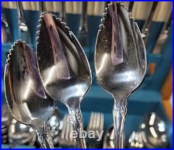 Oneida Community BRAHMS 87 Pieces SS Flatware & Serving Set withWood Case READ