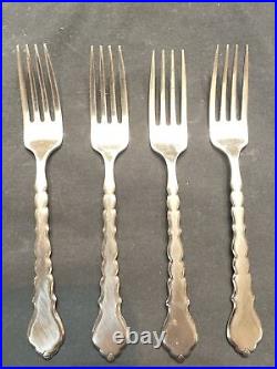 Oneida Community CELLO Stainless 4 Dinner Forks Burnished Glossy Flatware -EUC