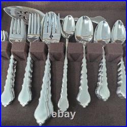Oneida Community Cello Satinique 81 Pc Stainless Steel Flatware Set + Serving Pc