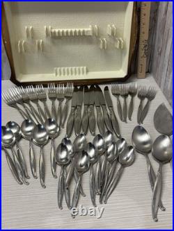 Oneida Community Driftwood Stainless Flatware & Tray 42 Pieces. Free Shipping