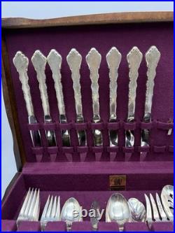 Oneida Community Duet Flatware Set 60 Pieces Set & Wooden Case
