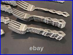 Oneida Community Fantasy Burnished Pierced Stainless Silverware 56 Piece Set