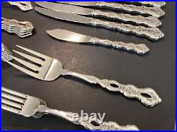 Oneida Community Fantasy Burnished Pierced Stainless Silverware 56 Piece Set