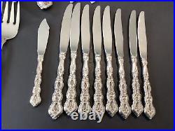 Oneida Community Fantasy Burnished Pierced Stainless Silverware 56 Piece Set