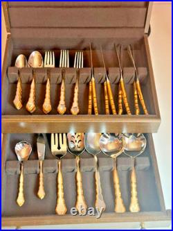 Oneida Community Flatware Golden Royal Chippendale 47 Piece Set Vintage