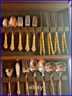 Oneida Community Flatware Golden Royal Chippendale 47 Piece Set Vintage