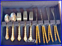 Oneida Community Flatware Golden Royal Chippendale 47 Piece Set Vintage Oneida Community Flatware Golden Royal Chippendale 47 Piece Set Vintage