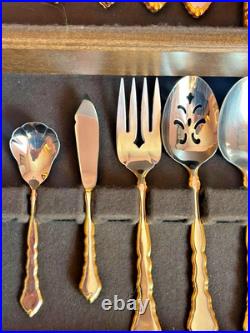 Oneida Community Flatware Golden Royal Chippendale 47 Piece Set Vintage Oneida Community Flatware Golden Royal Chippendale 47 Piece Set Vintage