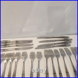 Oneida Community Floral Glen Flatware Stainless Lot of 42 Pieces