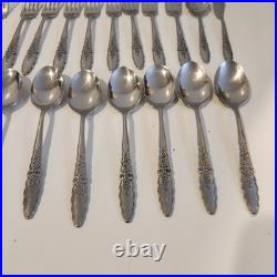 Oneida Community Floral Glen Flatware Stainless Lot of 42 Pieces