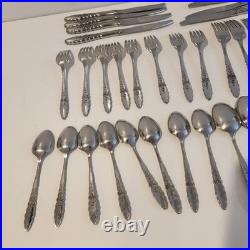 Oneida Community Floral Glen Flatware Stainless Lot of 42 Pieces
