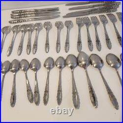 Oneida Community Floral Glen Flatware Stainless Lot of 42 Pieces