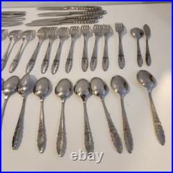 Oneida Community Floral Glen Flatware Stainless Lot of 42 Pieces