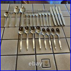 Oneida Community Frostfire MCM Stainless Flatware 24 Pc Set Svc For 4 + Serving