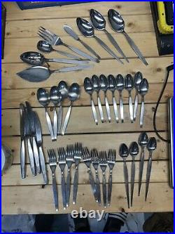 Oneida Community Frostfire Stainless Flatware 1964 Silverware Set 36 Piece Lot