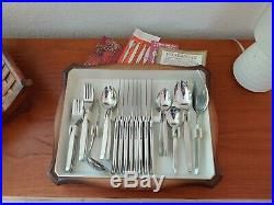 Oneida Community Frostfire Stainless Flatware 49 Piece Set With Tray And Docs EX