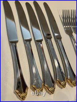 Oneida Community GOLDEN KENWOOD Stainless Flatware 27PC Set with Serving Pieces