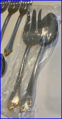 Oneida Community GOLDEN KENWOOD Stainless Flatware 27PC Set with Serving Pieces