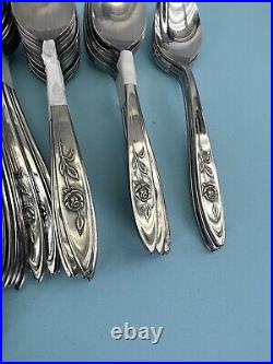 Oneida Community My Rose Stainless Silverware Mixed Flatware 101 PC Set SERVING