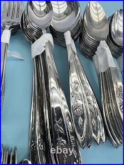 Oneida Community My Rose Stainless Silverware Mixed Flatware 101 PC Set SERVING