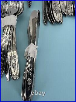 Oneida Community My Rose Stainless Silverware Mixed Flatware 101 PC Set SERVING