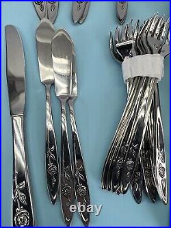 Oneida Community My Rose Stainless Silverware Mixed Flatware 101 PC Set SERVING