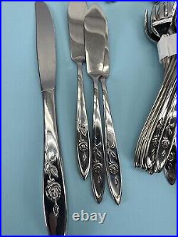 Oneida Community My Rose Stainless Silverware Mixed Flatware 101 PC Set SERVING