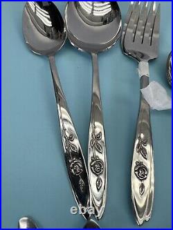 Oneida Community My Rose Stainless Silverware Mixed Flatware 101 PC Set SERVING