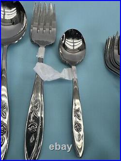 Oneida Community My Rose Stainless Silverware Mixed Flatware 101 PC Set SERVING