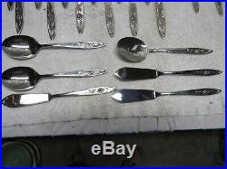 Oneida Community My Rose Stainless Steel 104pc 12 Place Setting Set Flatware VGC