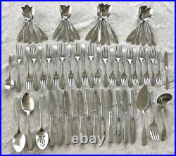 Oneida Community Paul Revere II Stainless Flatware 66 Pc Set Glossy USA