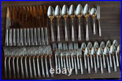 Oneida Community Plate NOBLESSE Flatware 1930 Silver Plate Stainless 54 Pc Lot