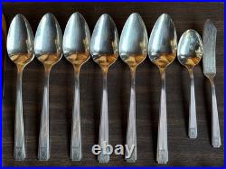 Oneida Community Plate NOBLESSE Flatware 1930 Silver Plate Stainless 54 Pc Lot