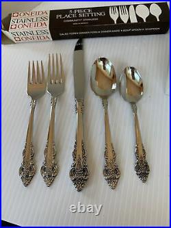 Oneida Community Stainless CHERBOURG Service for 11 + Hostess Set NOS & BOXES
