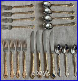 Oneida Community Stainless Flatware GOLDEN ROYAL CHIPPENDALE 20 Piece Service 4