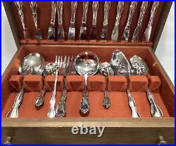 Oneida Community Stainless Silverware Flatware Château Serves 10 With Wood Box