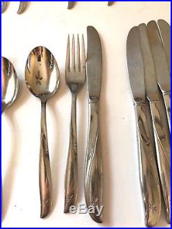 Oneida Community Twin Star stainless flatware lot 61 pieces MCM Vintage