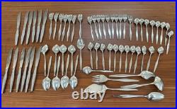 Oneida Community WOODMERE Wheat Stainless Flatware Set of 64 Mixed Lot Serving