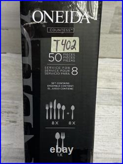 Oneida Countess 50 Pieces Steel Flatware Set Service for 8 + Serving Pieces New