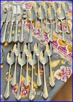 Oneida Cube Glossy 18/10 Stainless Flatware JUILLIARD 43 Piece Serve 8 Indonesia
