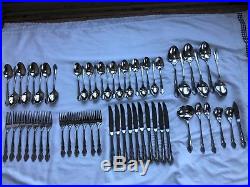 Oneida Cube Mark Dover 18/10 Stainless Flatware 58 Pieces With Serving Pieces