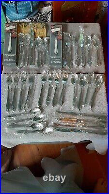 Oneida Cube Sheraton 30 Piece Stainless 18/8 Flatware Set Service 6 Unused New